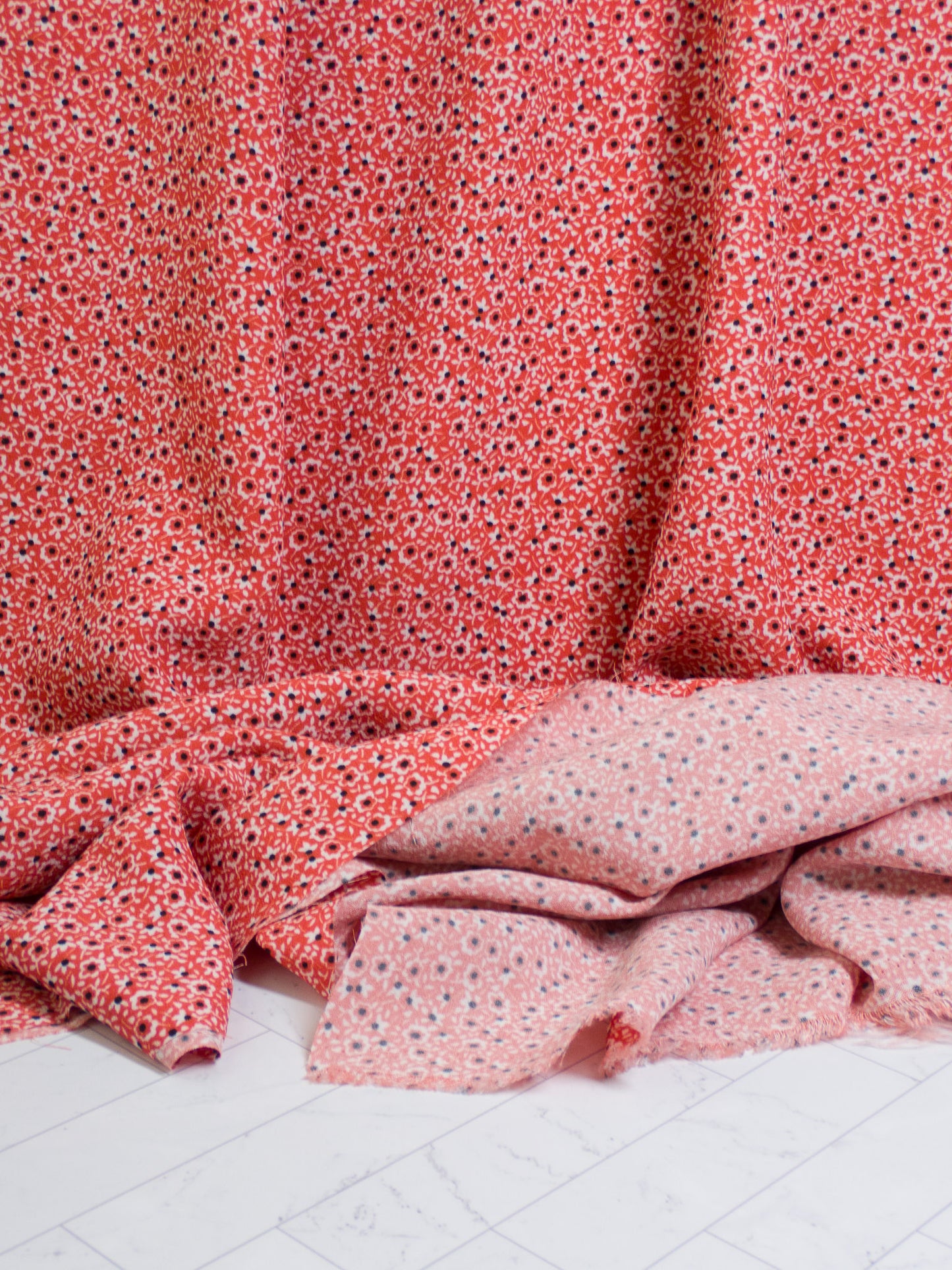 Ditsy Floral Lightweight Viscose Rayon - Saffron