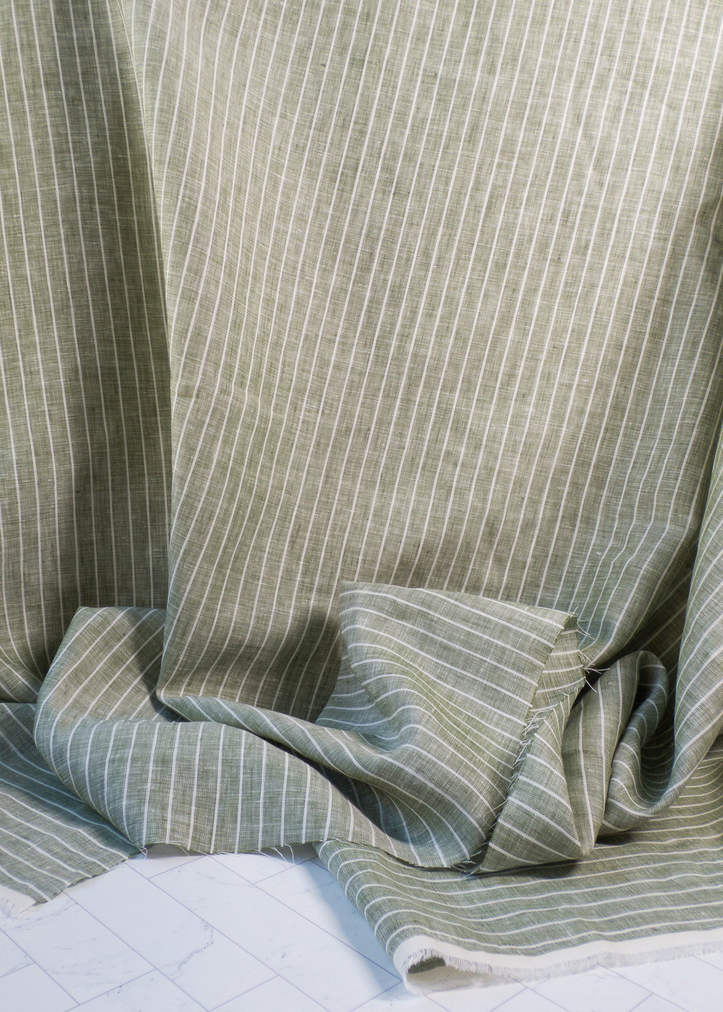 Linen Chambray Stripe - Olive