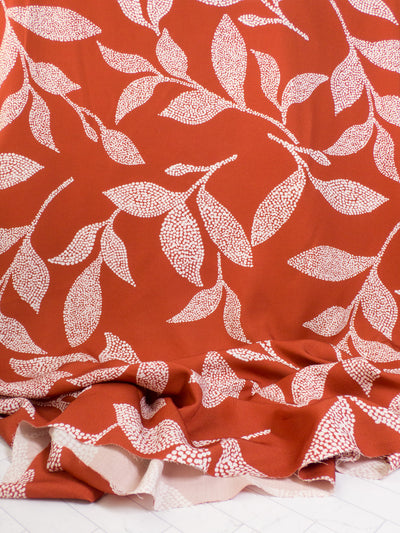 Dotted Botanical Viscose Challis - Saffron