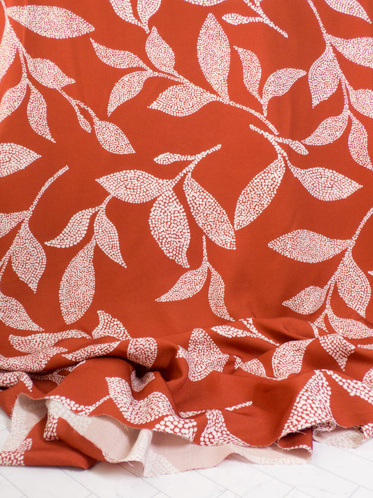 Dotted Botanical Viscose Challis - Saffron