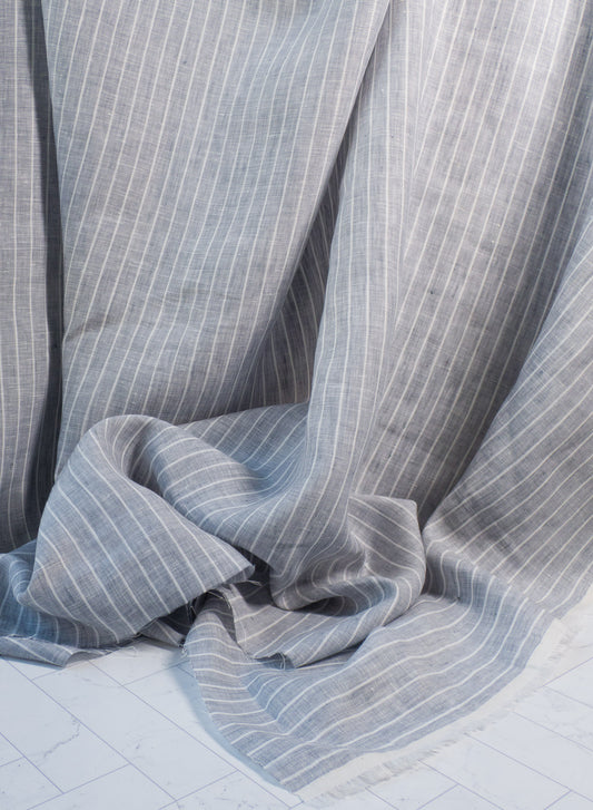 Linen Chambray Stripe - Grey